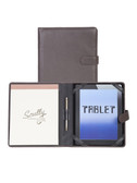 DESIGNED TO FIT ANY TABLET WITH FLEXIBLE ELASTIC TABS.  INCLUDES WRITING PAD AND SCULLY PEN.  MAGNETIC SNAP CLOSURE.