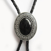 Black Onyx Small Size Silver Plated Vintage Celtic Bolo Tie