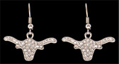  Silver Strike Clear Crystal Longhorn Earrings
