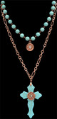 Silver Strike Turquoise/Copper Cross Necklace