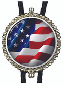 USA Flag Badge Style Bolo Tie