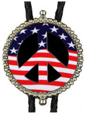 American Flag Peace Symbol Bolo Tie