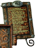 High Quality M&F Western Framed Art Cowboy 10 Commandments Old Brown Color