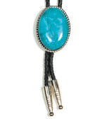 Oval Rope Edge Turquoise Bolo Tie
