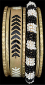 Silver Strike Black and Gold Bangle Bracelet Set
