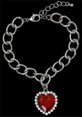Silver Strike Red Crystal Heart Bracelet