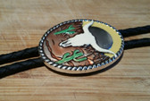 Oval Silver Painted Steer Head in the Desert Bolo Tie