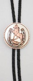 Copper Horse and Horse Shoe Round Bolo Tie