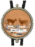 Two Copper Colored Deer Image Bolo Tie
