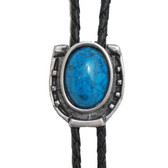 Horse Shoe Silver with Blue Stone Bolo Tie