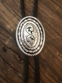 Double S Silver Paisley Print Western Bolo Tie