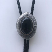 Natural Black Obsidian Stone Eye Shaped Bolo Tie