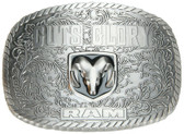 Officially Licensed - Dodge Ram Guts & Glory Belt Buckle with Scroll Pattern