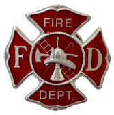 Firefighter Symbol Belt Buckle with Red Enamel