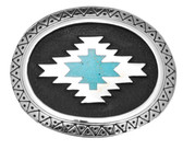 Made in the USA - Aztec Belt Buckle with Turquoise Inlay