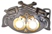 Handcuffs & Crossed Guns Belt Buckle