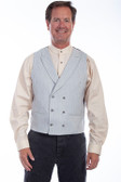 Light Grey Mini Herringbone Double Breasted Vest