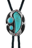 Oval Native American Indian Ivory Shape Natural Turquoise Stone Bolo Tie