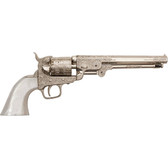 Civil War M1851 Replica Engraved Silver Navy Pistol Non-Firing Gun