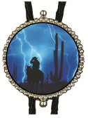 Cowboy in a Lightning Storm Bolo Tie