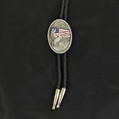 Oval Flying Eagle with Colored American Flag Bolo Tie