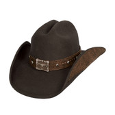 Chocolate Felt Hat with Brown Beads, Silver Concho's Hatband (GREAT DIVIDE)