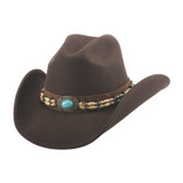 Fortune Brown Hat with Turquoise Stone Hat Band