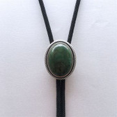 African Handcrafted Natural Green Stone Oval Bolo Tie