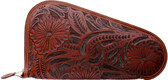 HAND TOOLED FLORAL ALL LEATHER PISTOL CASE SMALL