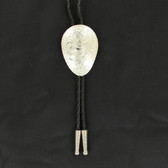 Sterling Silver Plated Oval Floral Engraved Bolo Tie