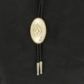 Oval Crumrine Gold and Silver Western Aztec Bolo Tie