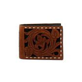 Decorative and Stylish Men’s 3D Floral Filigree Brown Bifold Wallet