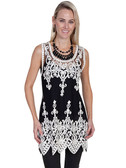 Scully Ladies Sheer Black Mesh Sleeveless Pullover