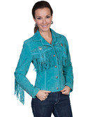 Turquoise  Ladies All Suede Jacket