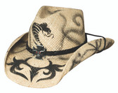 Venom straw cowboy hat by Bullhide® Hats.  Brim: 3 3/4"  Available in sizes Small, Med, Large, XL.