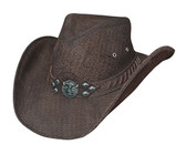 American Buffalo genuine buffalo hide leather cowboy hat by Bullhide® Hats.  Chocolate.  Available in sizes S, M, L, XL