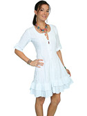 100% Peruvian Cotton 3/4 Sleeve Dress. Lace-Up Back, Soutache Design In Front. 62162
