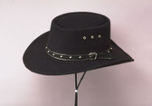 BLACK Faux Felt Gambler Cowboy Hat 