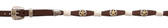 Black Scalloped Leather Hatband With Two-Tone Star Conchos, Rawhide And Two-Tone Buckle Set MADE IN THE USA