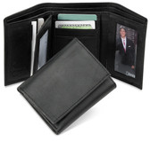 Black Leather Trifold Wallet 8465