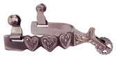 Brushed Stainless Steel Spur Ladies, 3-Hearts W/Brushed Stainless Steel 4-Heart Rowels