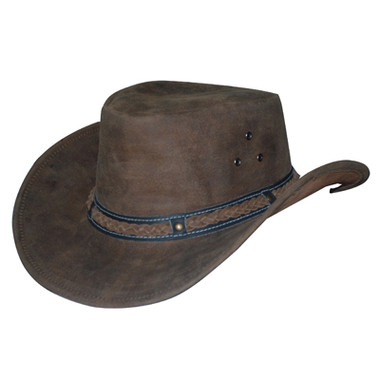 Buffalo Skin Knoted Cowboy Hat Band Leather Cowboy Hat