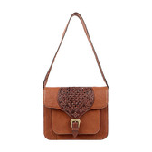 Brown leather handbag