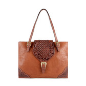 Large brown leather handbag