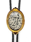 Dalmatian Jasper Beaded Bolo Tie (Gold Or Silver Finish)