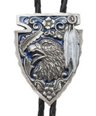Eagle & Arrowhead Bolo Tie Blue Enamel Made in USA