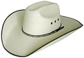 EXTRA FINE WHITE CATTLEMAN Cowboy Hat WITH FINE X TRIMED LEATHER Cowboy Hat BAND AND LARGE EYELETS WITH DARK BROWN BOUND EDGE