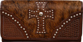 Ladies Western Leather Brown Clutch Wallet