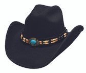 Fortune Black Hat with Turquoise Stone Hat Band