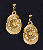 Gold Hat Earrings with Austrian Crystals
